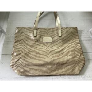 Authentic Michael Kors Gold Zebra Print Tote Bag